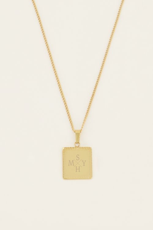 my jewellery Atelier lange ketting met vierkante bedel