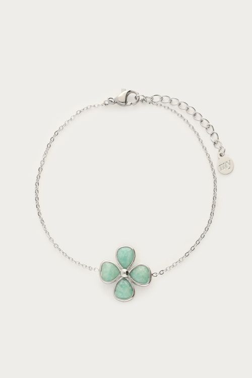 my jewellery Botanical armband met lichtblauwe klaver
