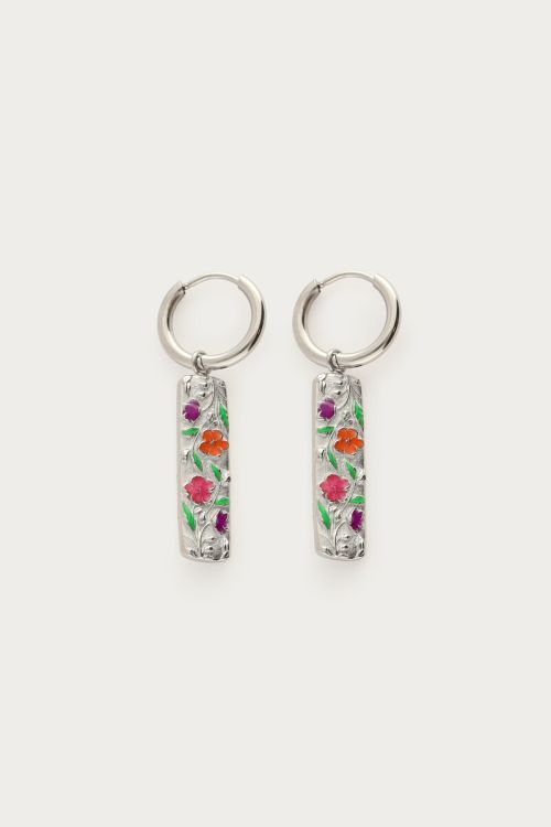 my jewellery Botanical oorringen met multikleur bloemen