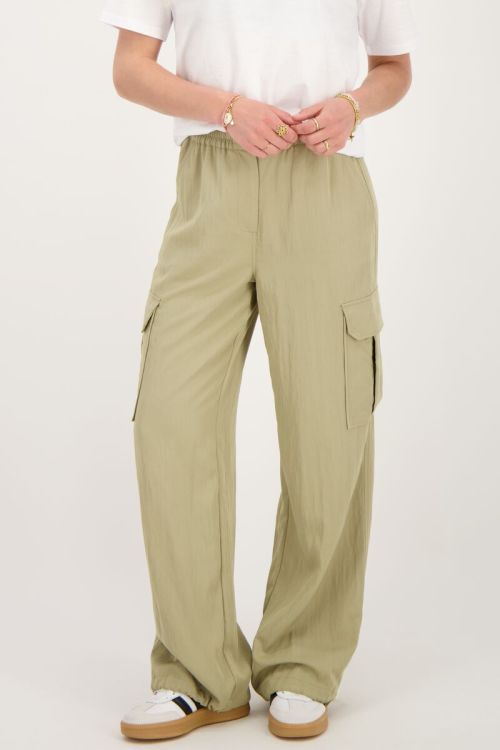 my jewellery Groene cargo broek met elastieken tailleband