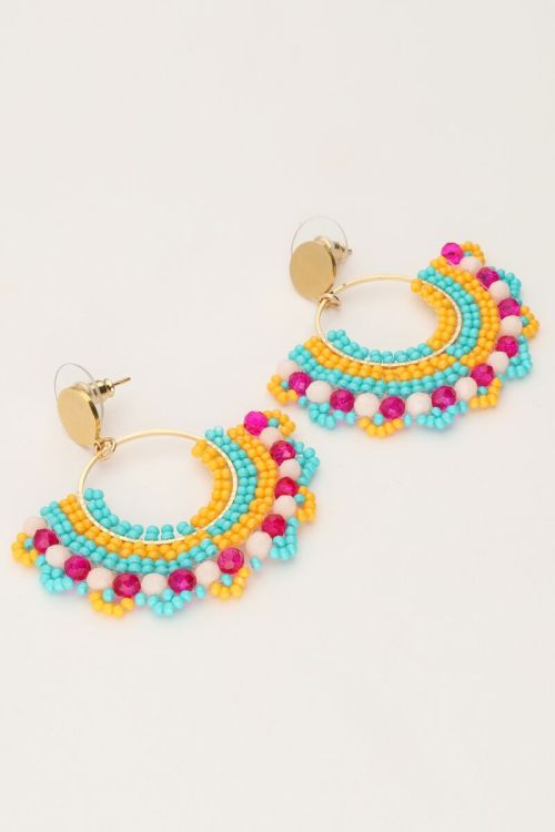 My Jewellery Half Ronde Statement Oorhangers Met Multikleur Kralen