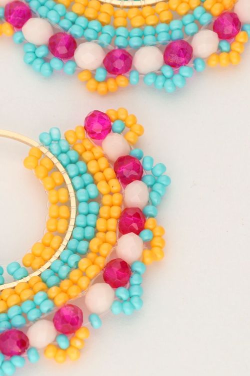 My Jewellery Half Ronde Statement Oorhangers Met Multikleur Kralen