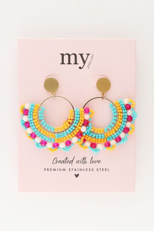 My Jewellery Half Ronde Statement Oorhangers Met Multikleur Kralen