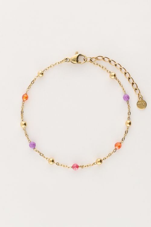 my jewellery Armband met roze en paarse kralen