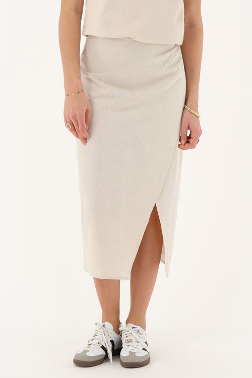 my jewellery Beige linnen look midi rok