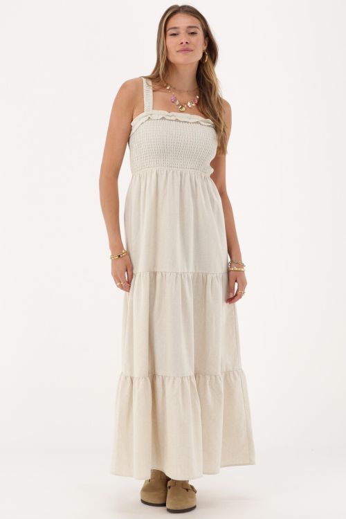 my jewellery Beige maxi jurk linnen look