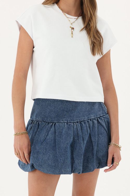 my jewellery Blauwe denim ballon rok