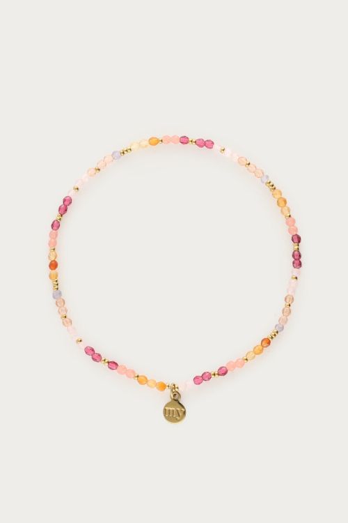 my jewellery Botanical armband met roze kralen