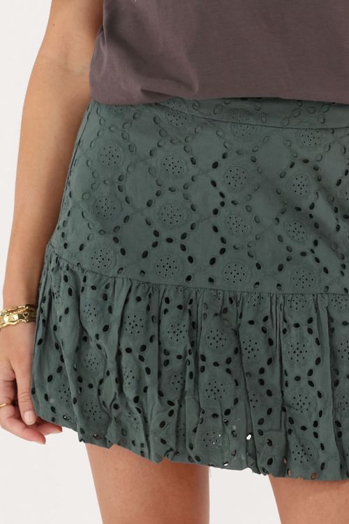 my jewellery Groene ballon rok met embroidery