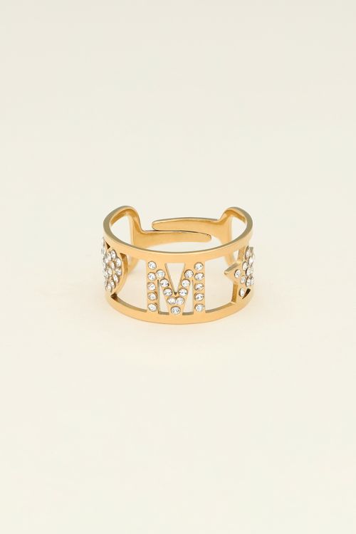 my jewellery Initial ring met steentjes