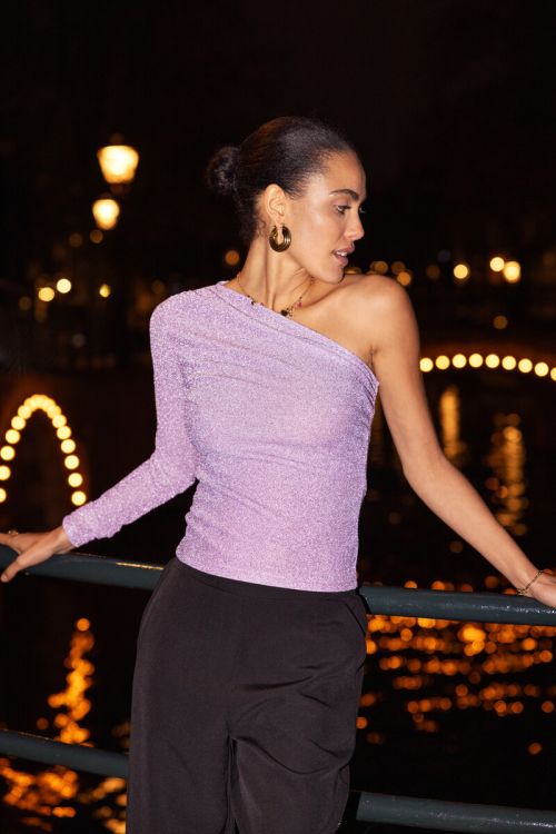 My Jewellery Lila One-shoulder Top Met Lurex