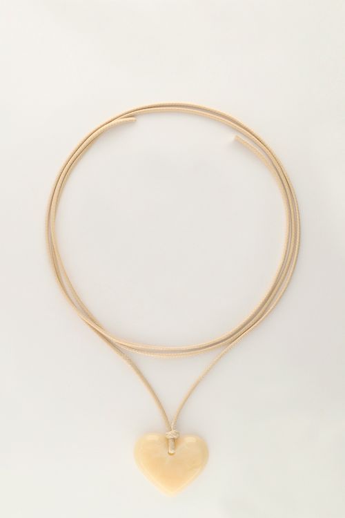 my jewellery Ocean beige koord ketting met hart