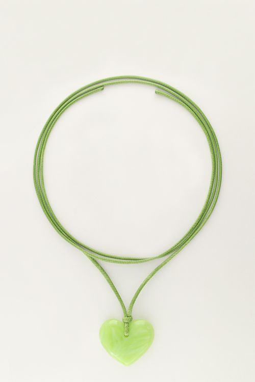 my jewellery Ocean groene koord ketting met hart