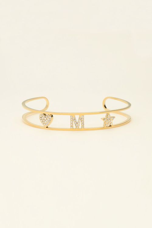 my jewellery Open bangle met initial