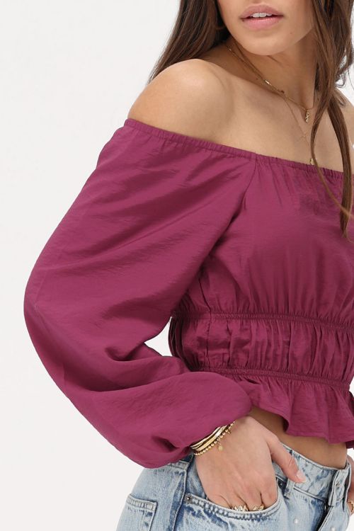 My Jewellery Paarse Off Shoulder Top Met Ruffles