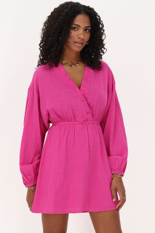 my jewellery Roze linnen look jurk