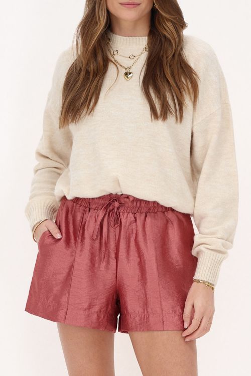 my jewellery Roze satijnen short met pintucks