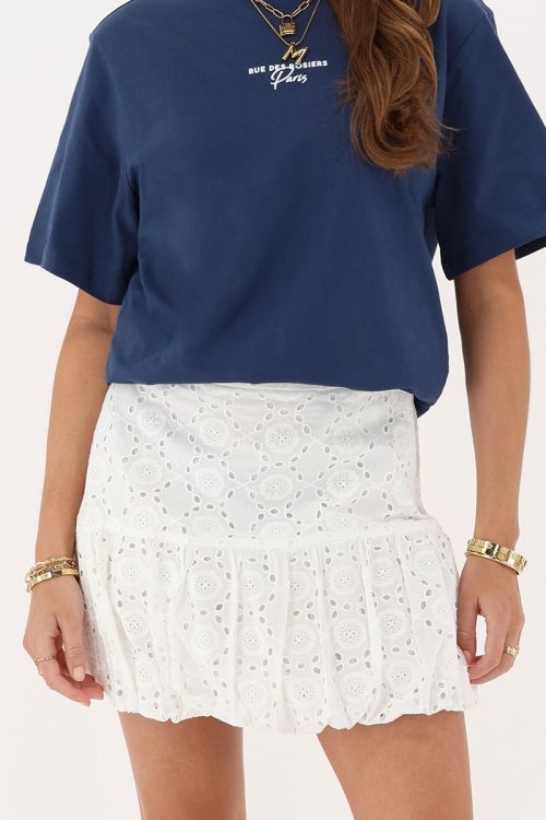 my jewellery Witte ballon rok met embroidery