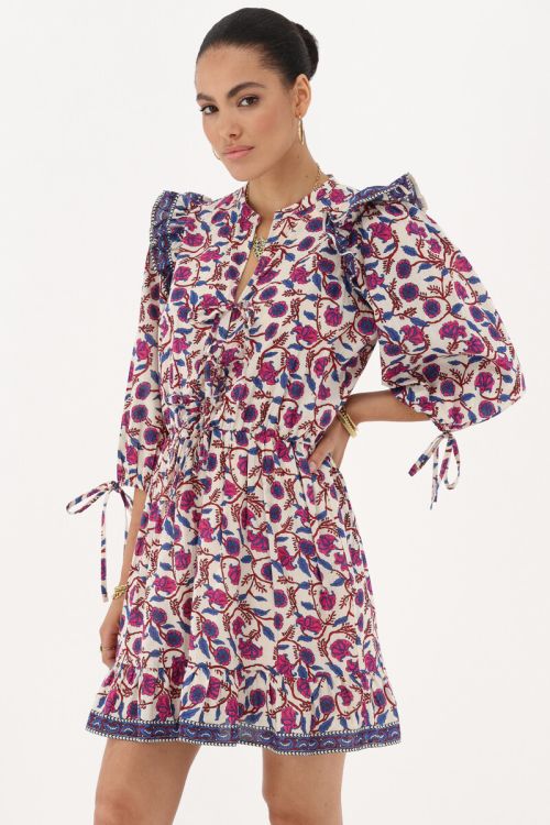 my jewellery Witte jurk met bloemenprint & ruffles