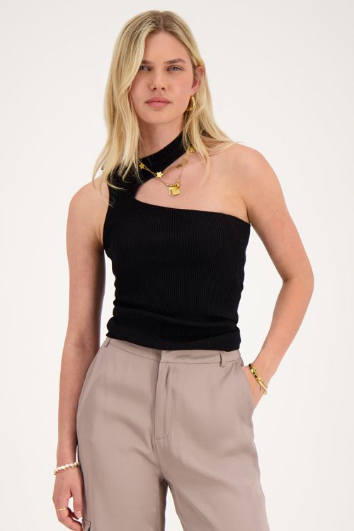 my jewellery Zwarte cut-out top