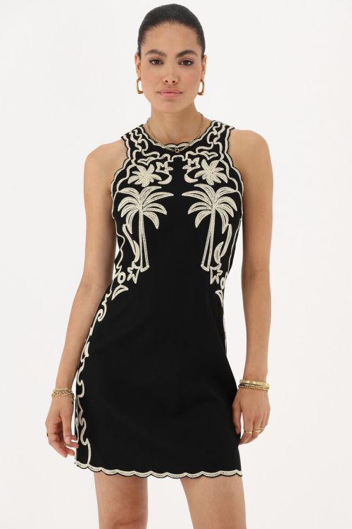 my jewellery Zwarte jurk met witte embroidery