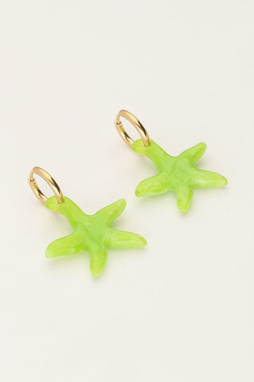 My Jewellery Ocean Oorringen Met Kleine Zeester Groen