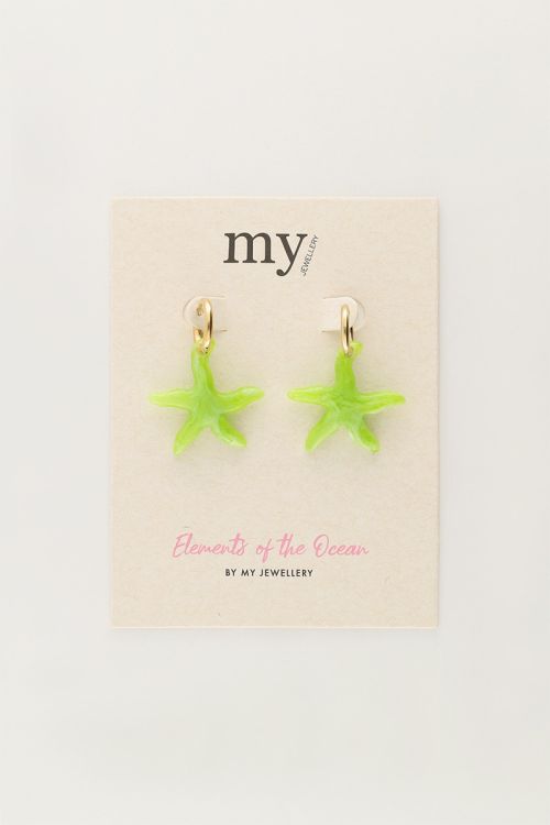 My Jewellery Ocean Oorringen Met Kleine Zeester Groen