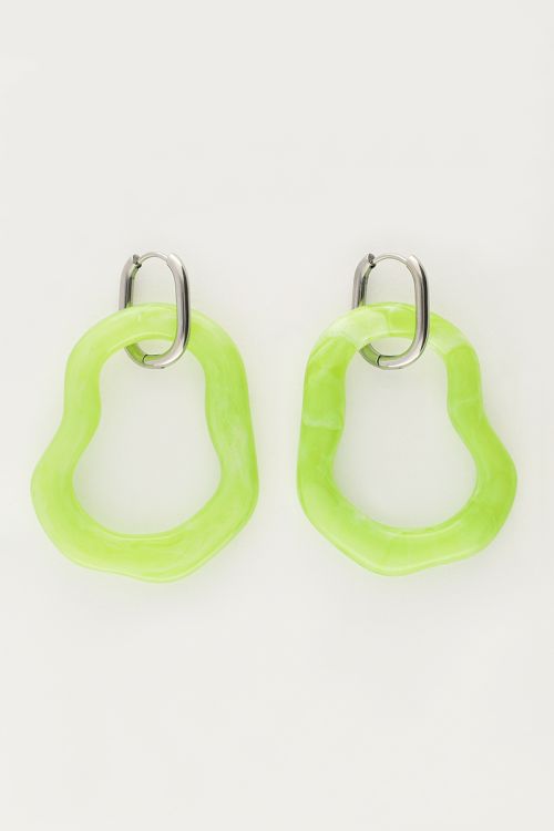 my jewellery Ocean oorringen organische vorm groot groen