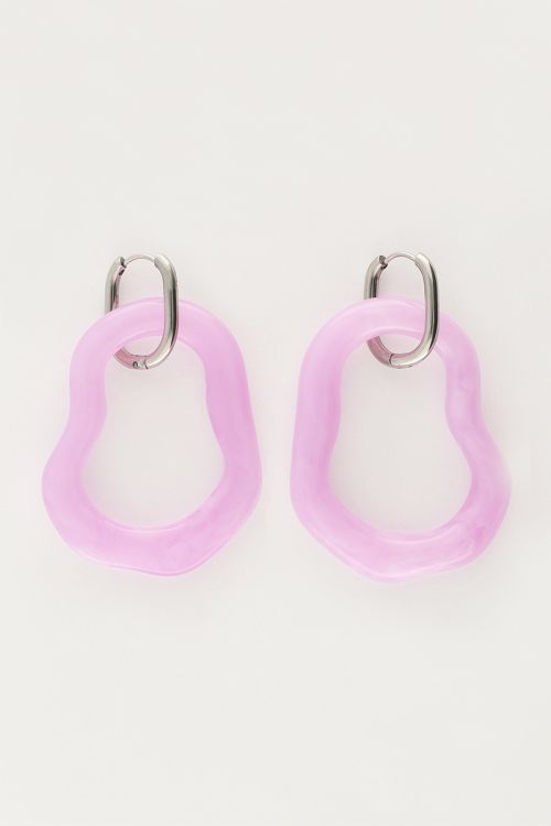 my jewellery Ocean oorringen organische vorm groot lila