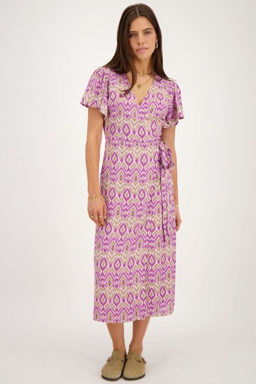 my jewellery Paarse midi wikkeljurk met aztec print