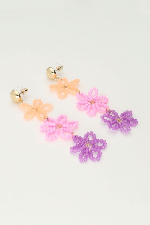 My Jewellery Statement Oorbellen Met 3 Meerkleurige Bloemen