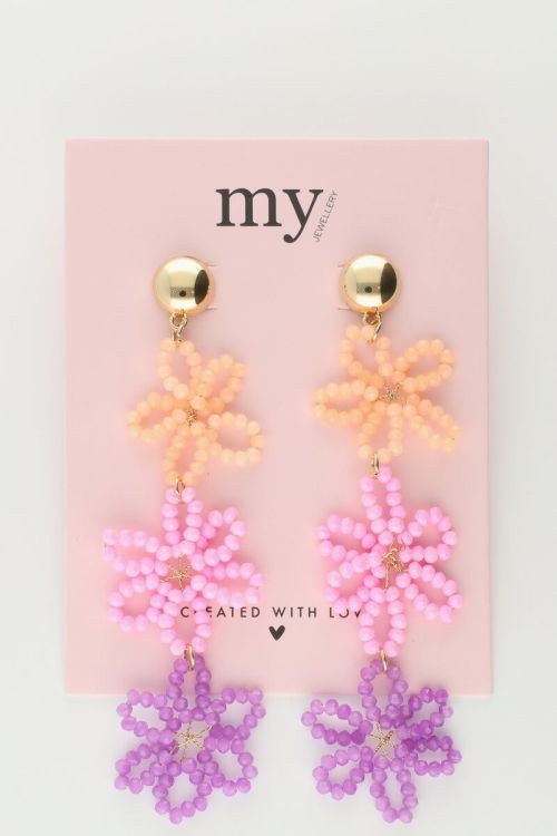My Jewellery Statement Oorbellen Met 3 Meerkleurige Bloemen