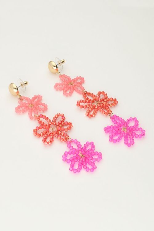 My Jewellery Statement Oorbellen Met 3 Roze Bloemen