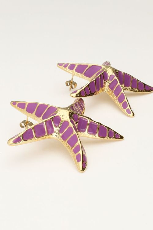 My Jewellery Sunrocks Paarse Statement Zeester Studs