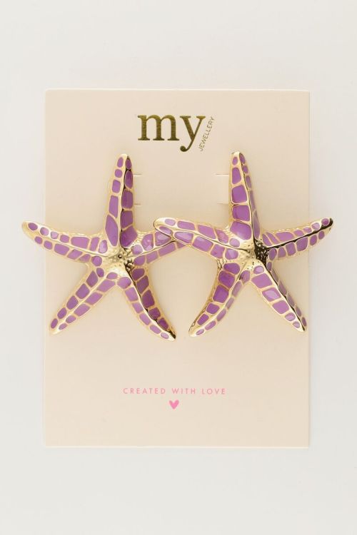 My Jewellery Sunrocks Paarse Statement Zeester Studs