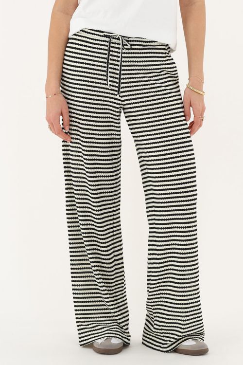 my jewellery Zwart-wit gestreepte wijde jersey broek