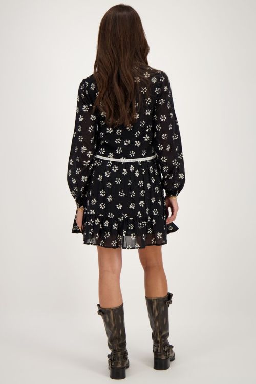 My Jewellery Zwarte Jurk Met Witte Bloemenprint En Tapes