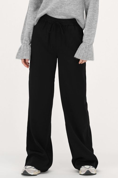 my jewellery Zwarte wide leg pantalon met strikkoord