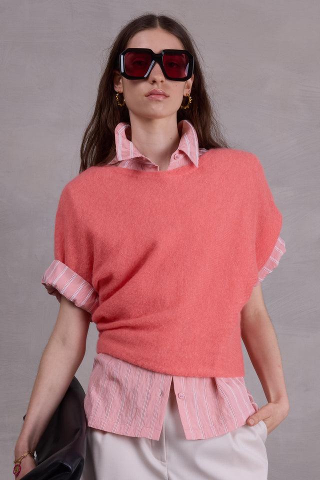 nathalie vleeschouwer Abeno alpaca top in bright coral