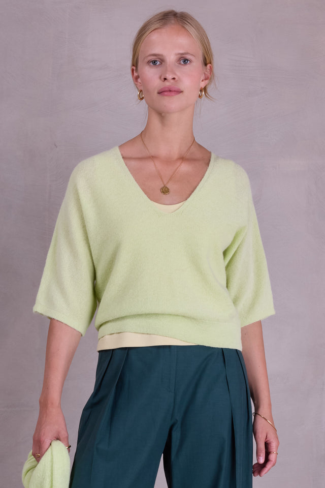 nathalie vleeschouwer Almelo alpaca top in daiquri green