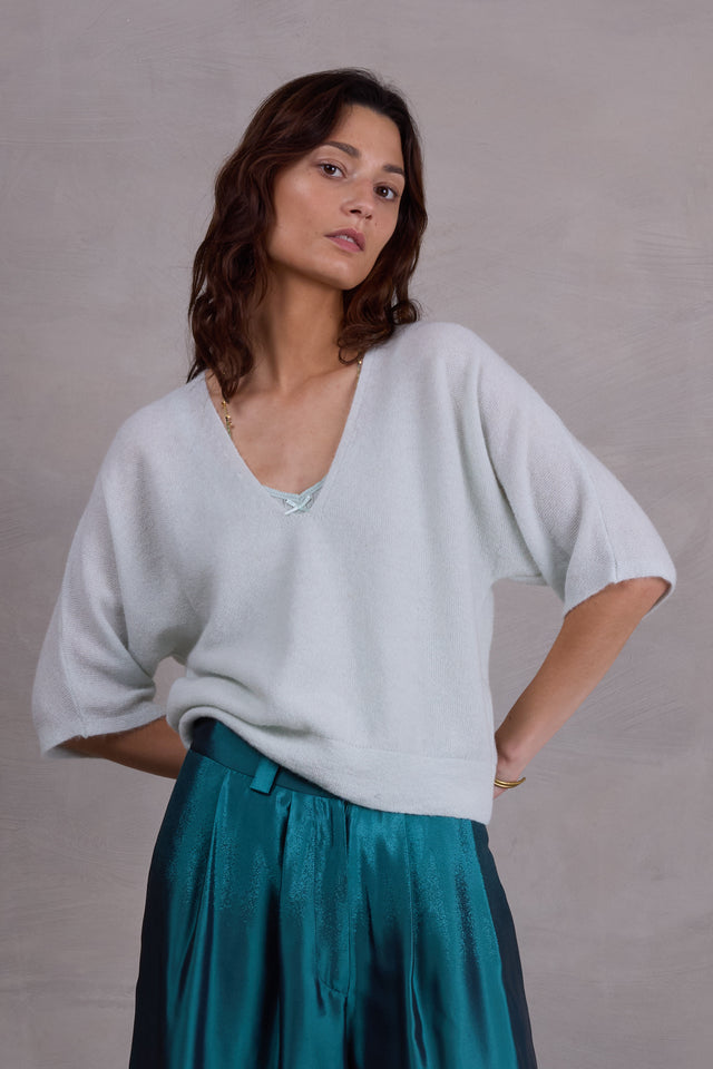 nathalie vleeschouwer Almelo alpaca top in ice blue