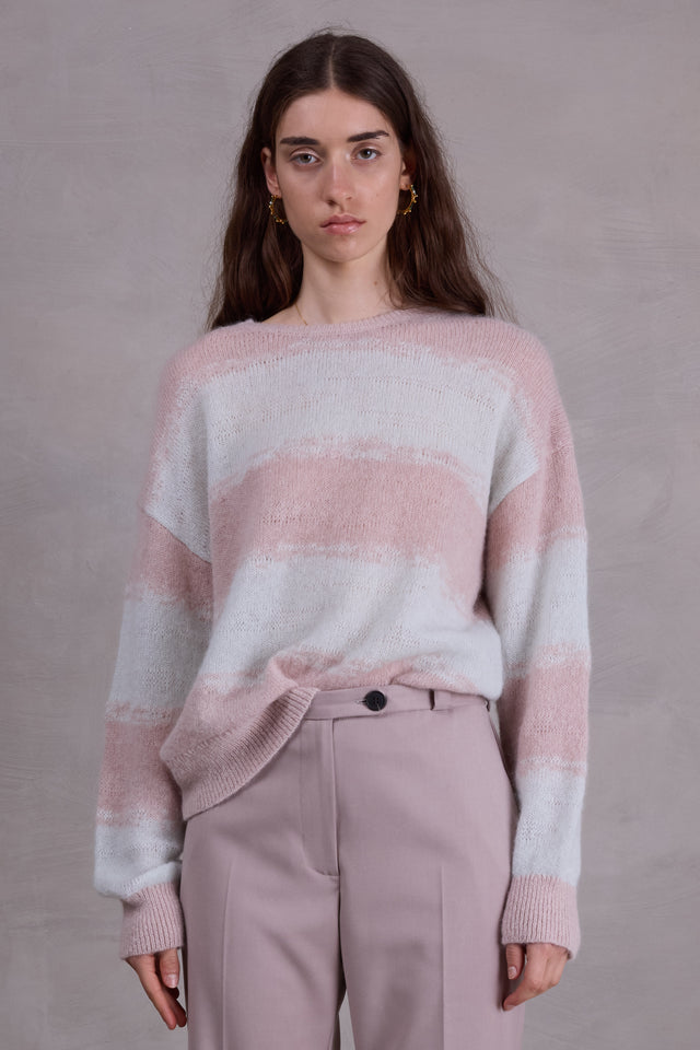 nathalie vleeschouwer Alvito gestreepte trui in desert sand en ice blue