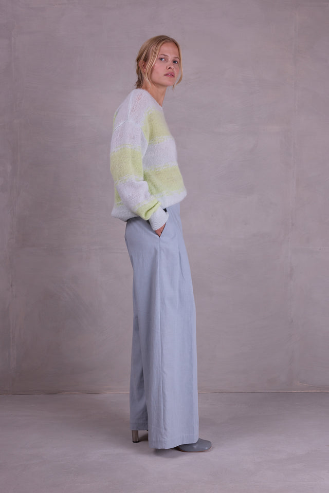 Nathalie Vleeschouwer Alvito Gestreepte Trui In Ice Blue En Daiquiri Green