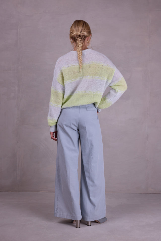 Nathalie Vleeschouwer Alvito Gestreepte Trui In Ice Blue En Daiquiri Green
