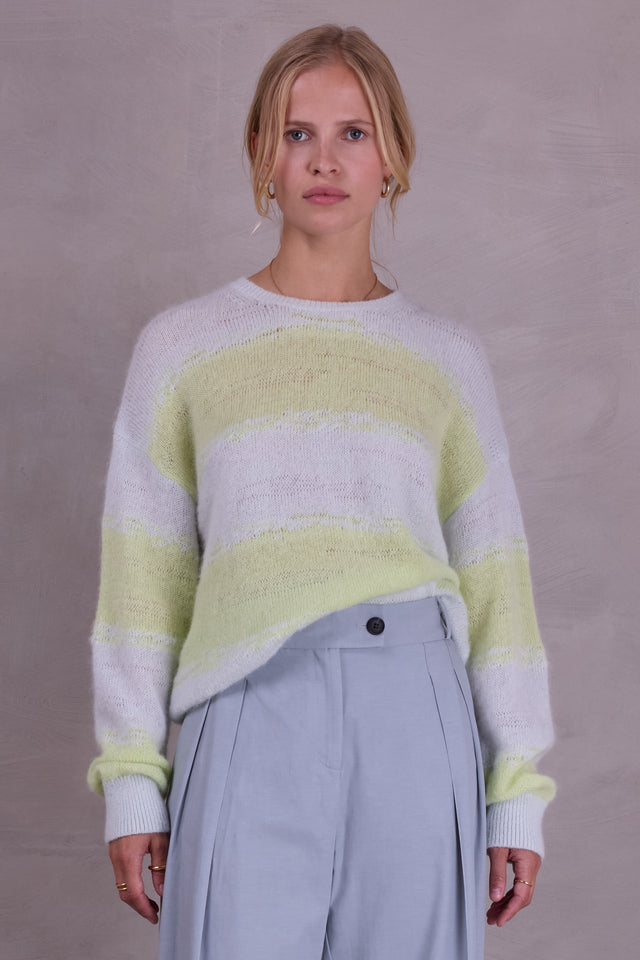 nathalie vleeschouwer Alvito gestreepte trui in ice blue en daiquiri green