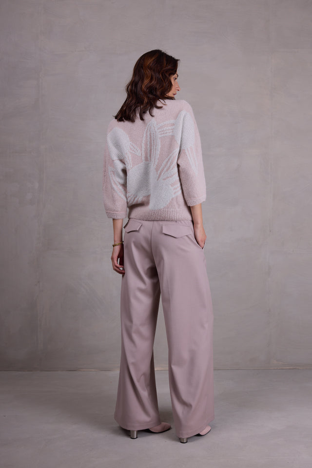 Nathalie Vleeschouwer Avoine Alpaca Trui In Desert Sand Met Ice Blue