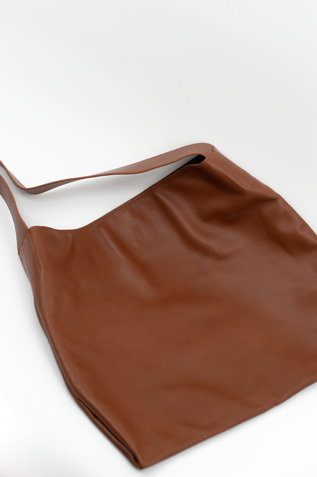 Nathalie Vleeschouwer Big Crossbody Handtas In Cognac Nappaleer