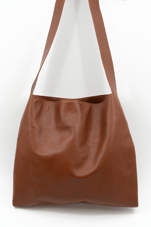 nathalie vleeschouwer Big crossbody handtas in cognac nappaleer