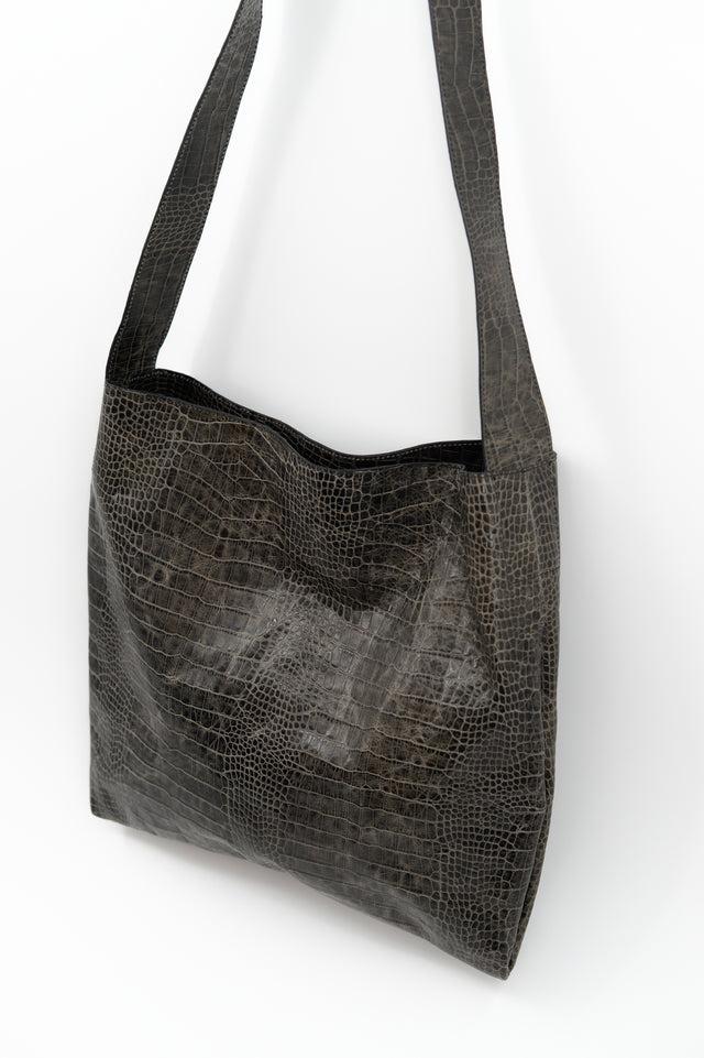 nathalie vleeschouwer Big crossbody handtas in croco black olive