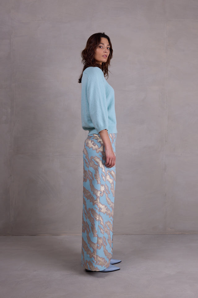 Nathalie Vleeschouwer Bolivar Broek In Blue Archipel Jacquard